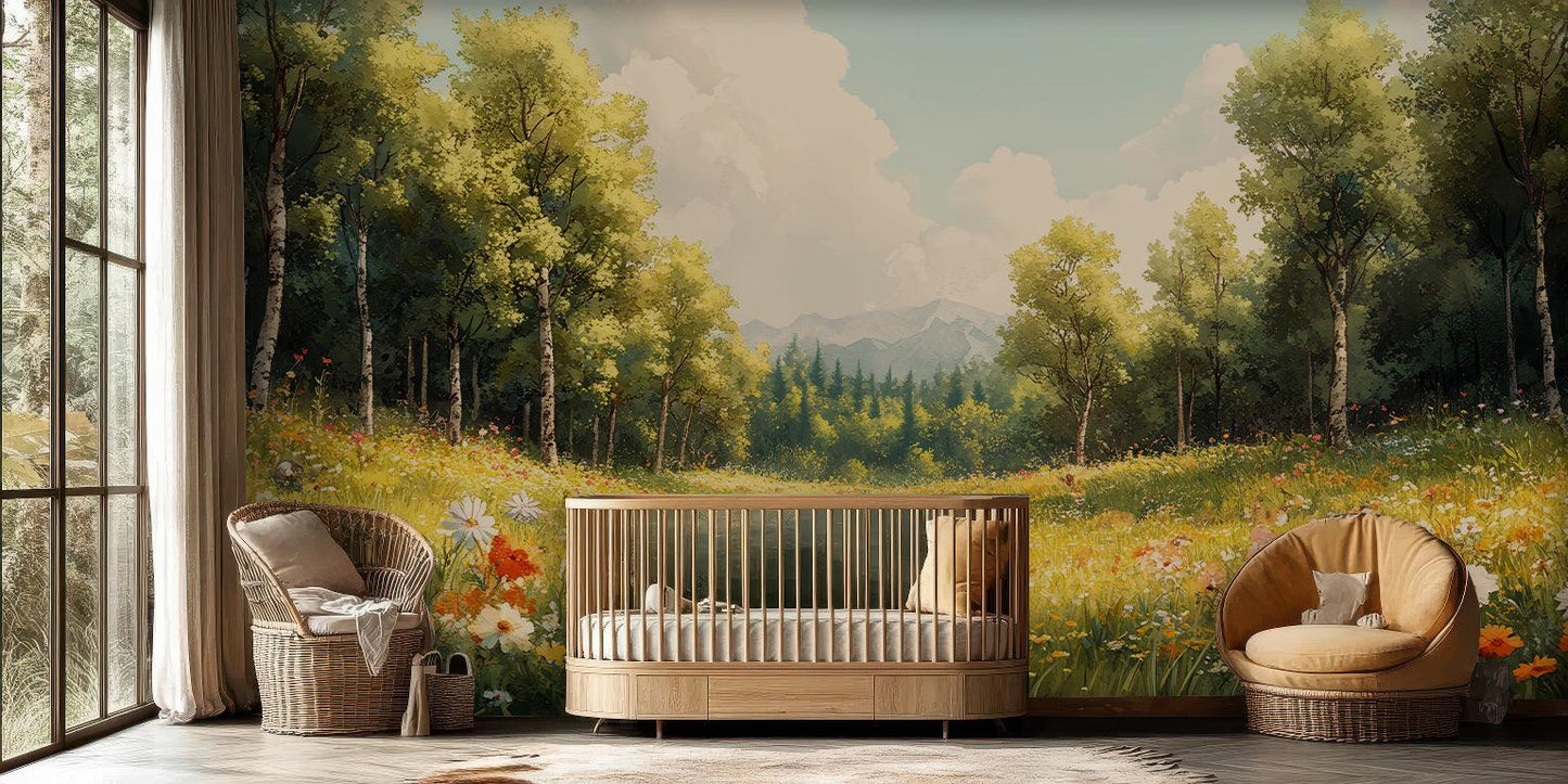 Sunny Meadow wallpaper mural - XWALLX