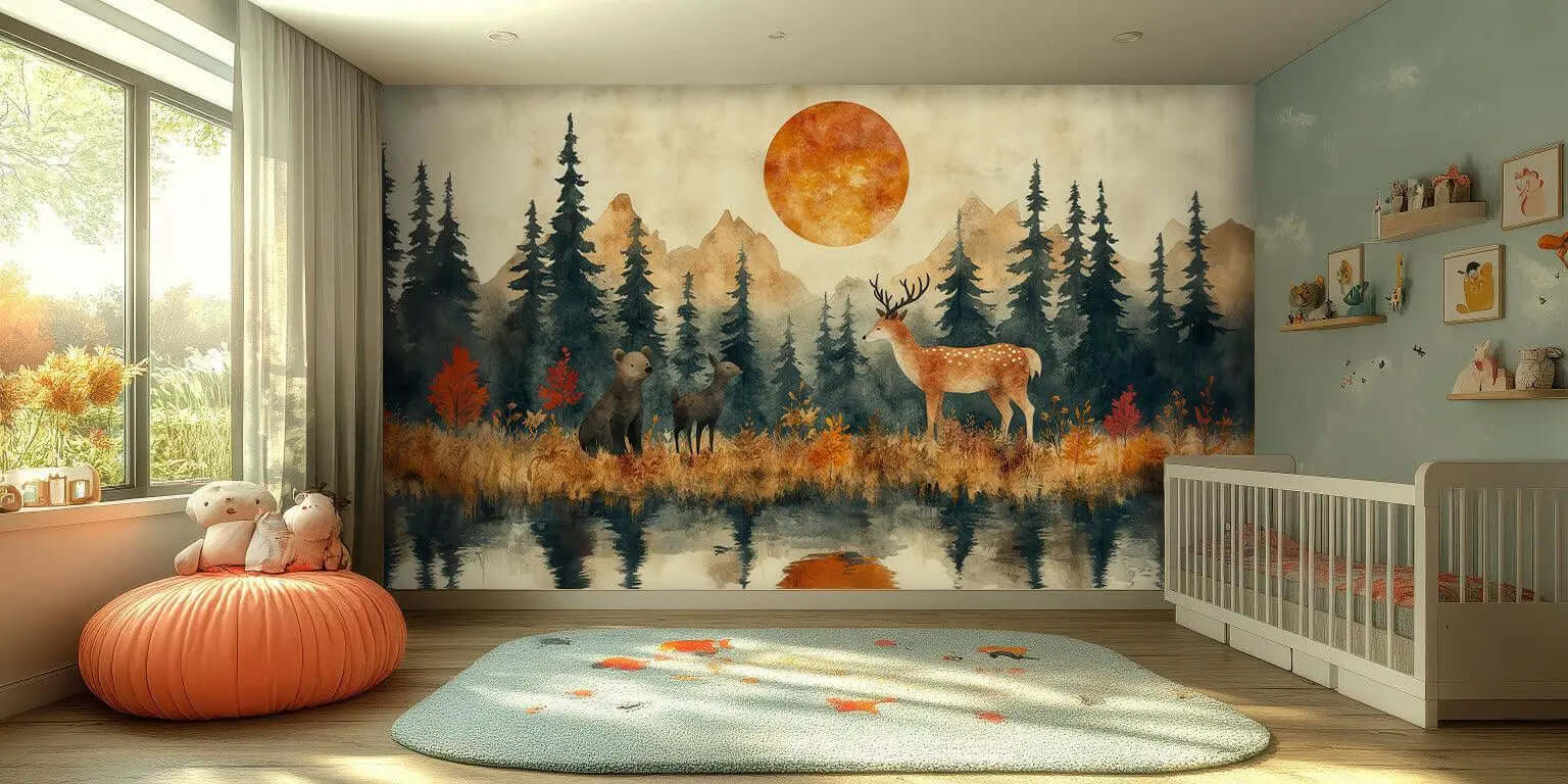 Serene Wooodland Animals poster duvar kağıdı - XWALLX