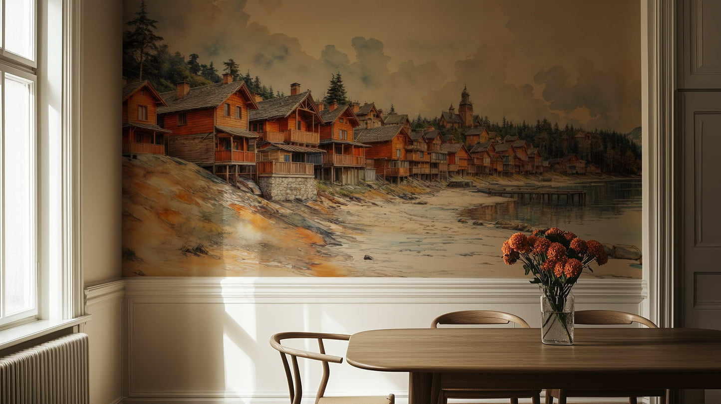 Lakeside Village wallpaper mural - XWALLX