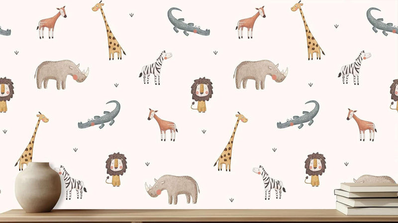 Whimsical Safari Animals duvar sanatı - XWALLX