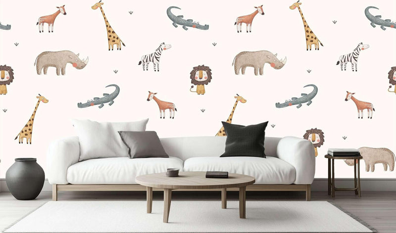Whimsical Safari Animals duvar dekoru - XWALLX