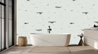 Turquoise Playful ocean creatures wallpaper mural for a kids room wall
