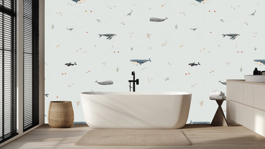 Playful Ocean Creatures wall mural - XWALLX