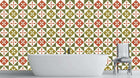 Geometrik Floral Karo Deseni Duvar posteri - XWALLX