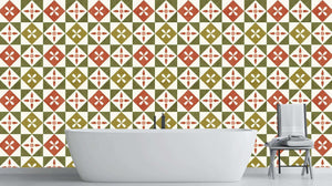Geometric Floral Tile Design wall mural - XWALLX