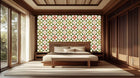 Geometrik Floral Karo Deseni poster duvar kağıdı - XWALLX