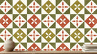 Geometrik Floral Karo Deseni duvar sanatı - XWALLX