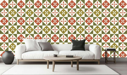 Geometric Floral Tile Design wall decor - XWALLX