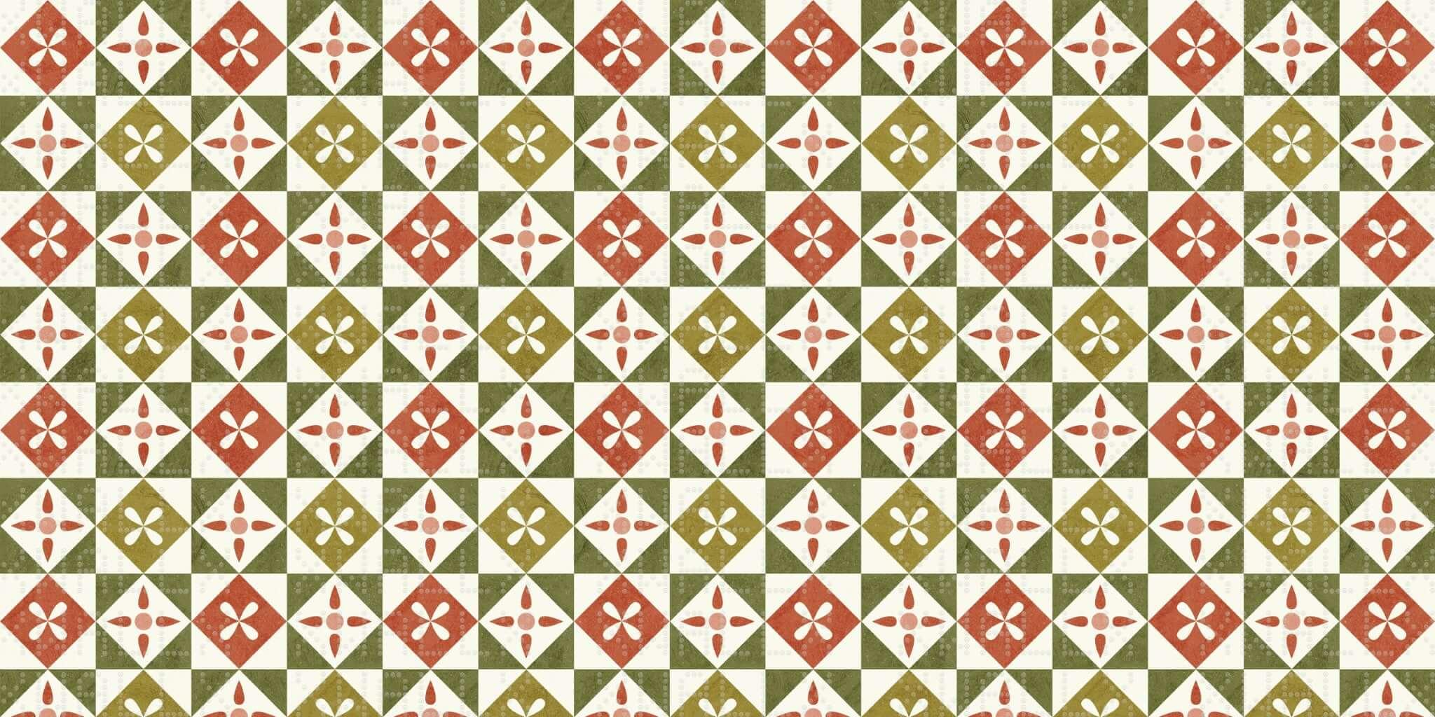 Geometrik Floral Karo Tasarımı Poster Duvar Kağıdı