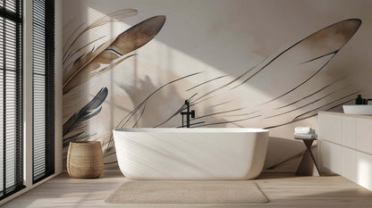 Delicate Feather Whispers wallpaper mural - XWALLX