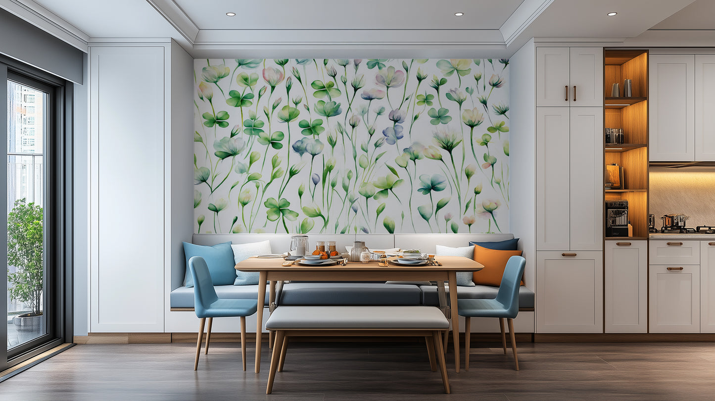 Pastel Clover Meadow wall mural - XWALLX