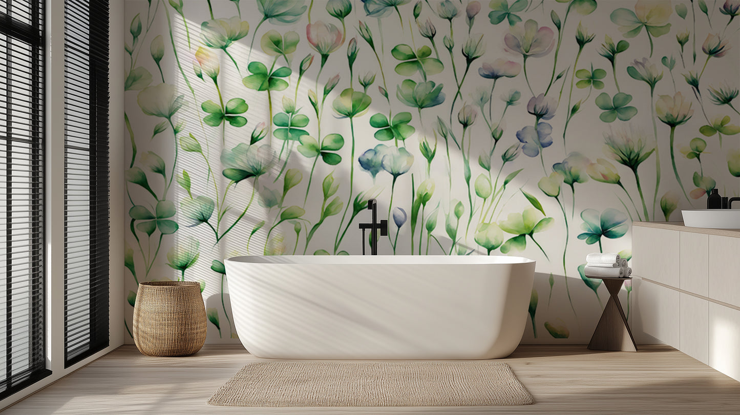 Pastel Clover Meadow wallpaper mural - XWALLX