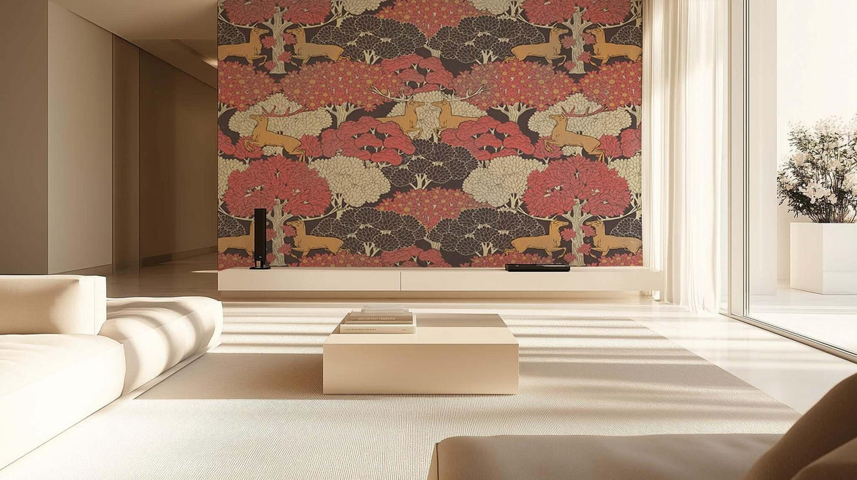 Running Deer Woodland wall mural Mural wallpaper - XWALLX