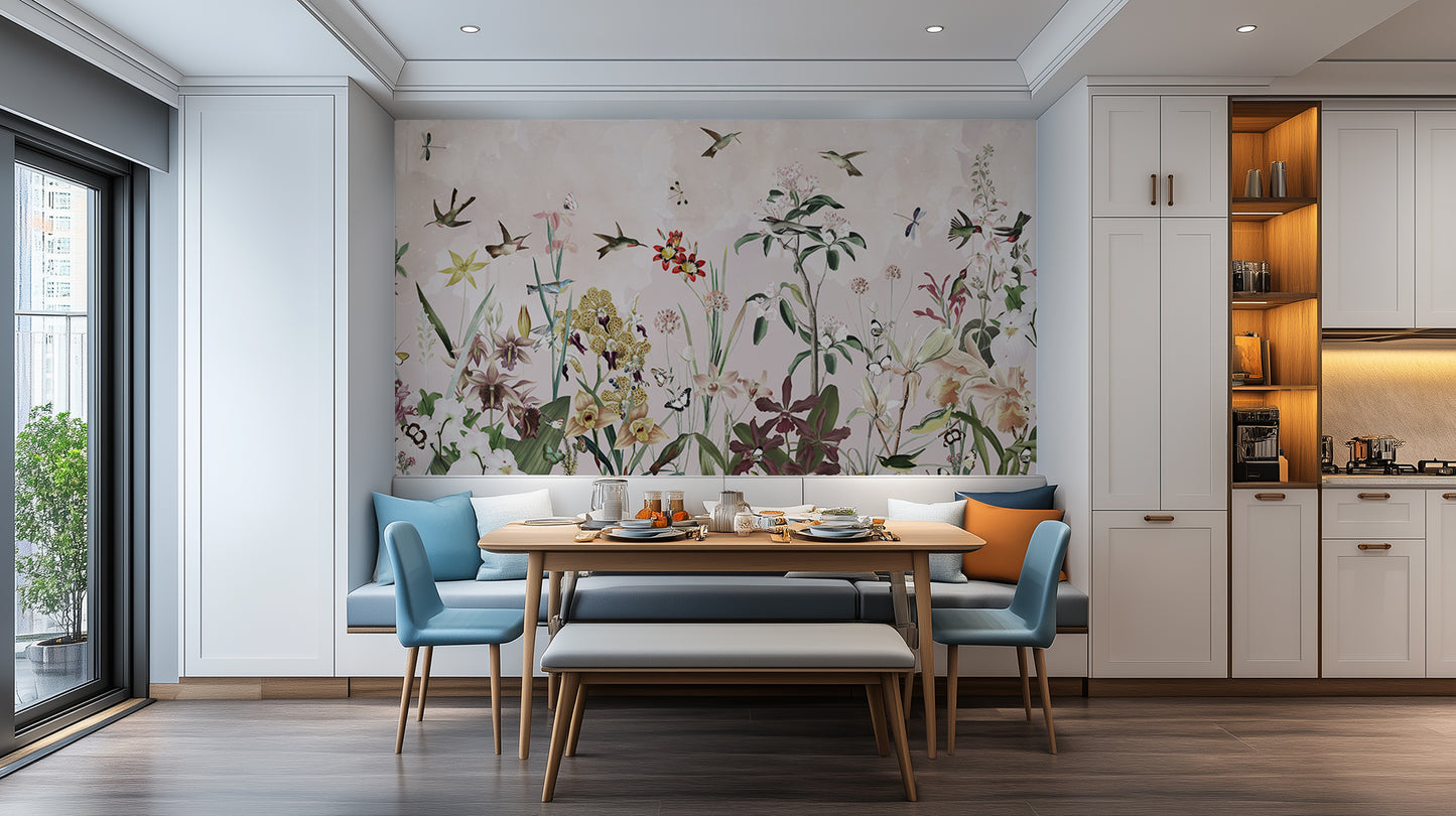 Hummingbirds Exotic Blooms wall mural - XWALLX