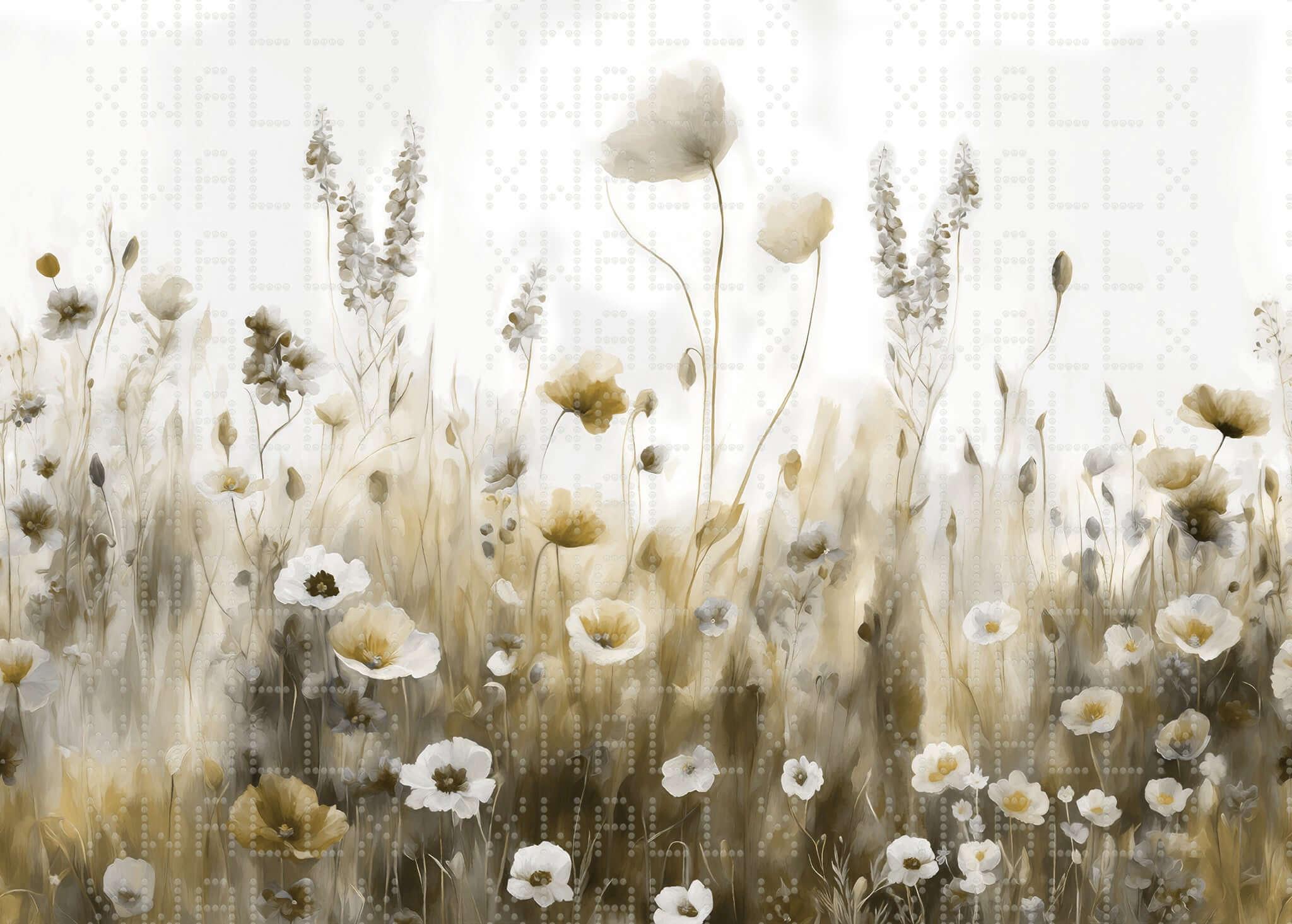 Whimsical Floral Meadow Wall Mural