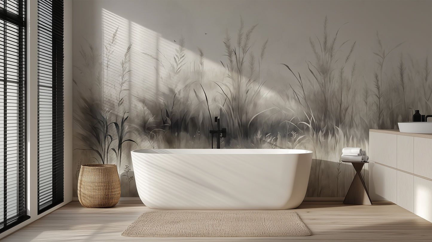 Serene Meadow Wall Mural for Modern Bathrooms wallpaper mural - XWALLX