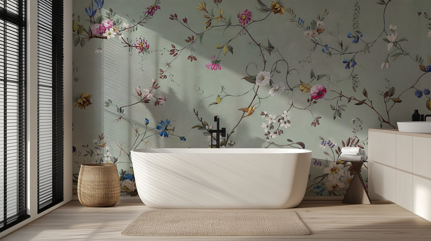 Whimsical Floral Serenity wall mural - XWALLX