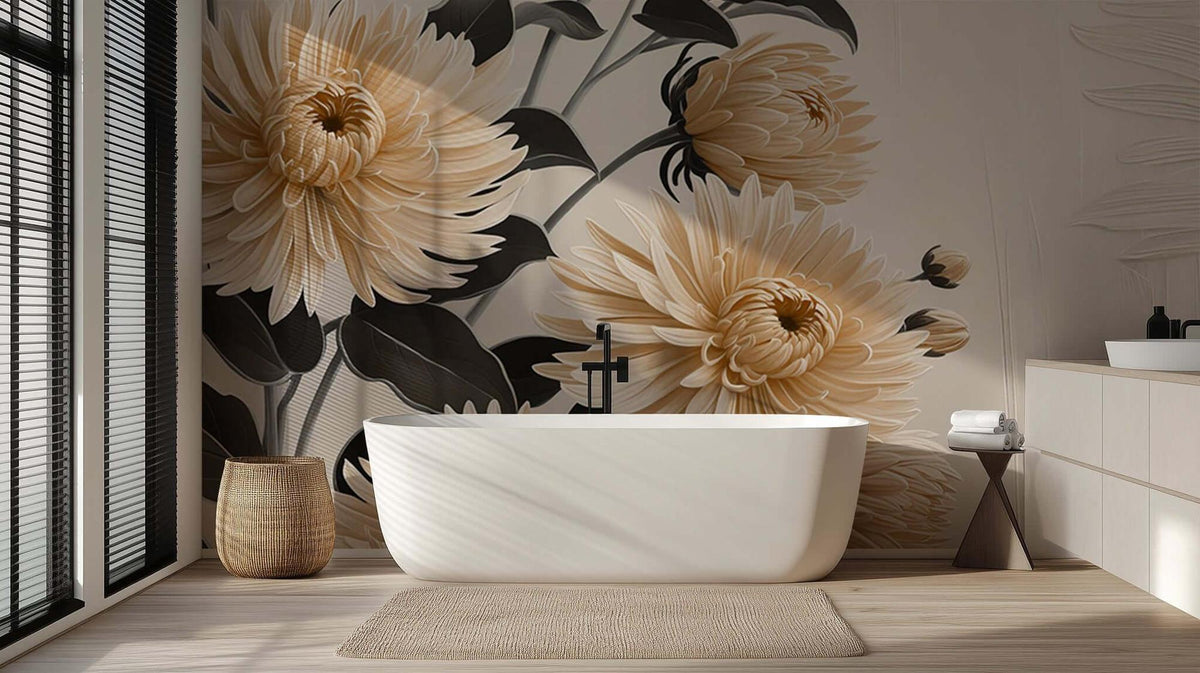 Elegant Floral Wall Mural for Serene Spaces wall mural - XWALLX
