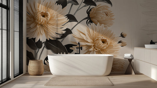 Elegant Floral Wall Mural for Serene Spaces wall mural - XWALLX