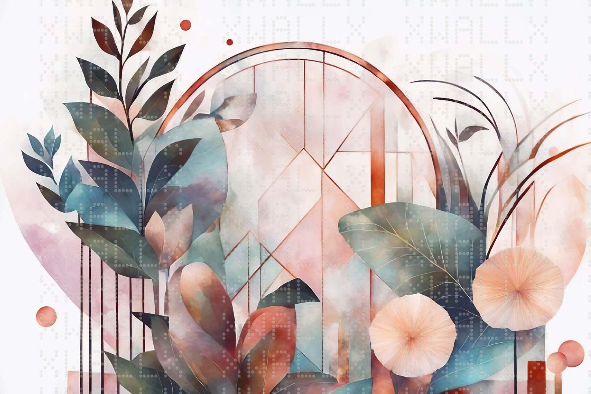 Pastel Geometrik Yaprak Poster Duvar Kağıdı