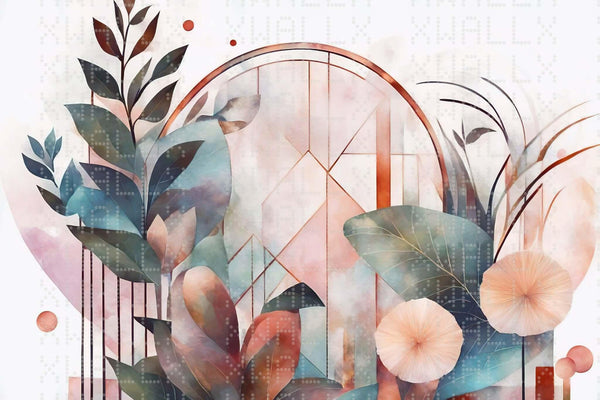 Pastel Geometrik Yaprak Poster Duvar Kağıdı - Sample
