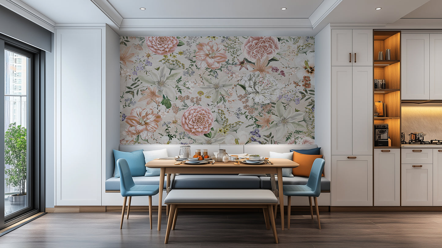 Blooming Floral Elegance wallpaper mural - XWALLX