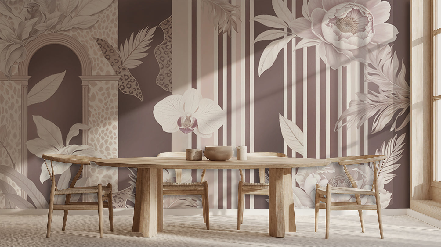 Elegant Floral and Striped wall decor - XWALLX