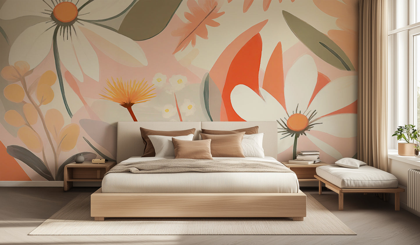 Vibrant Floral Delight wallpaper mural - XWALLX