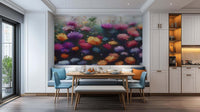 Vibrant Chrysanthemum Field purple wall mural 