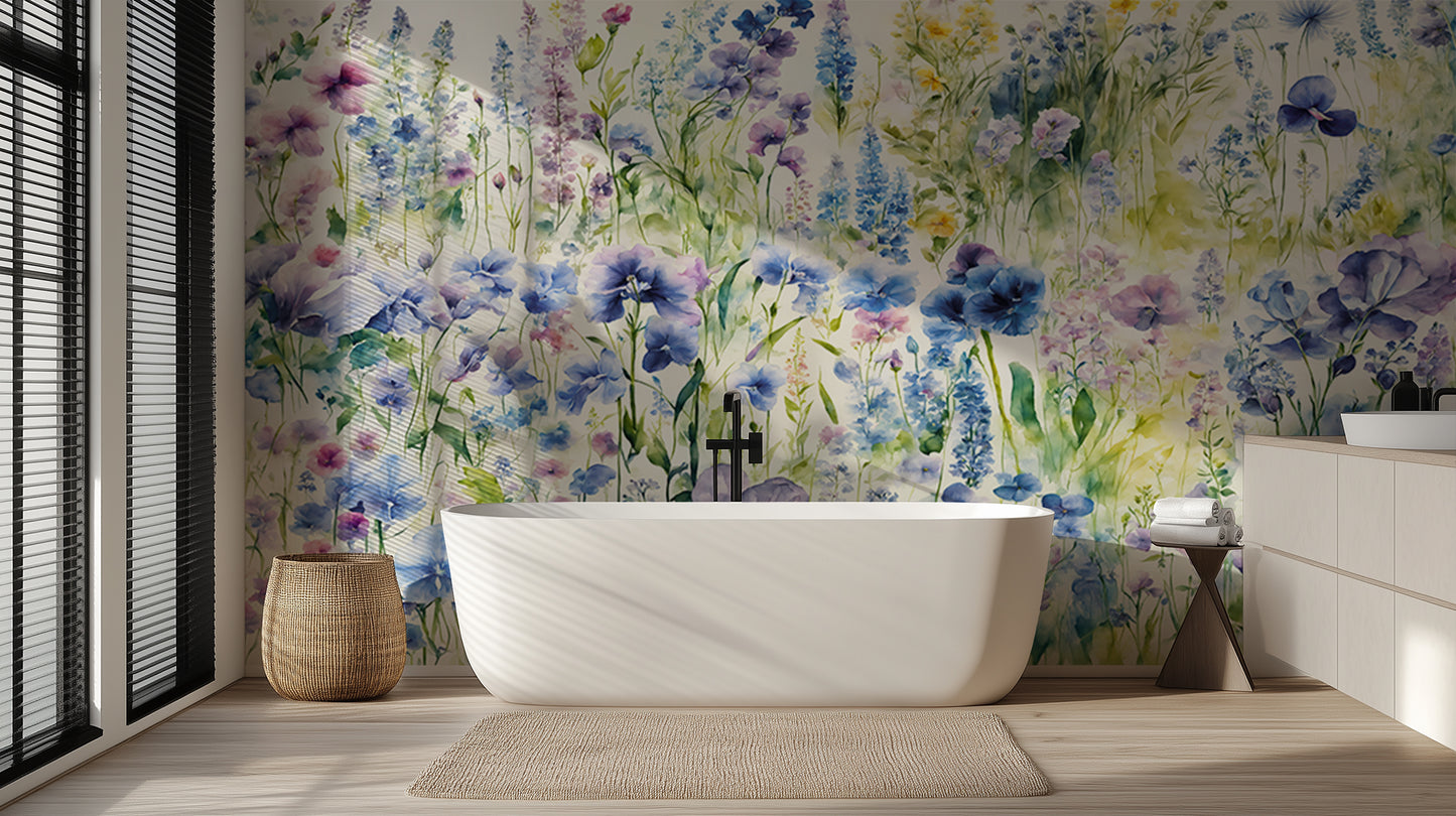 Watercolor Wildflower Field wallpaper mural - XWALLX