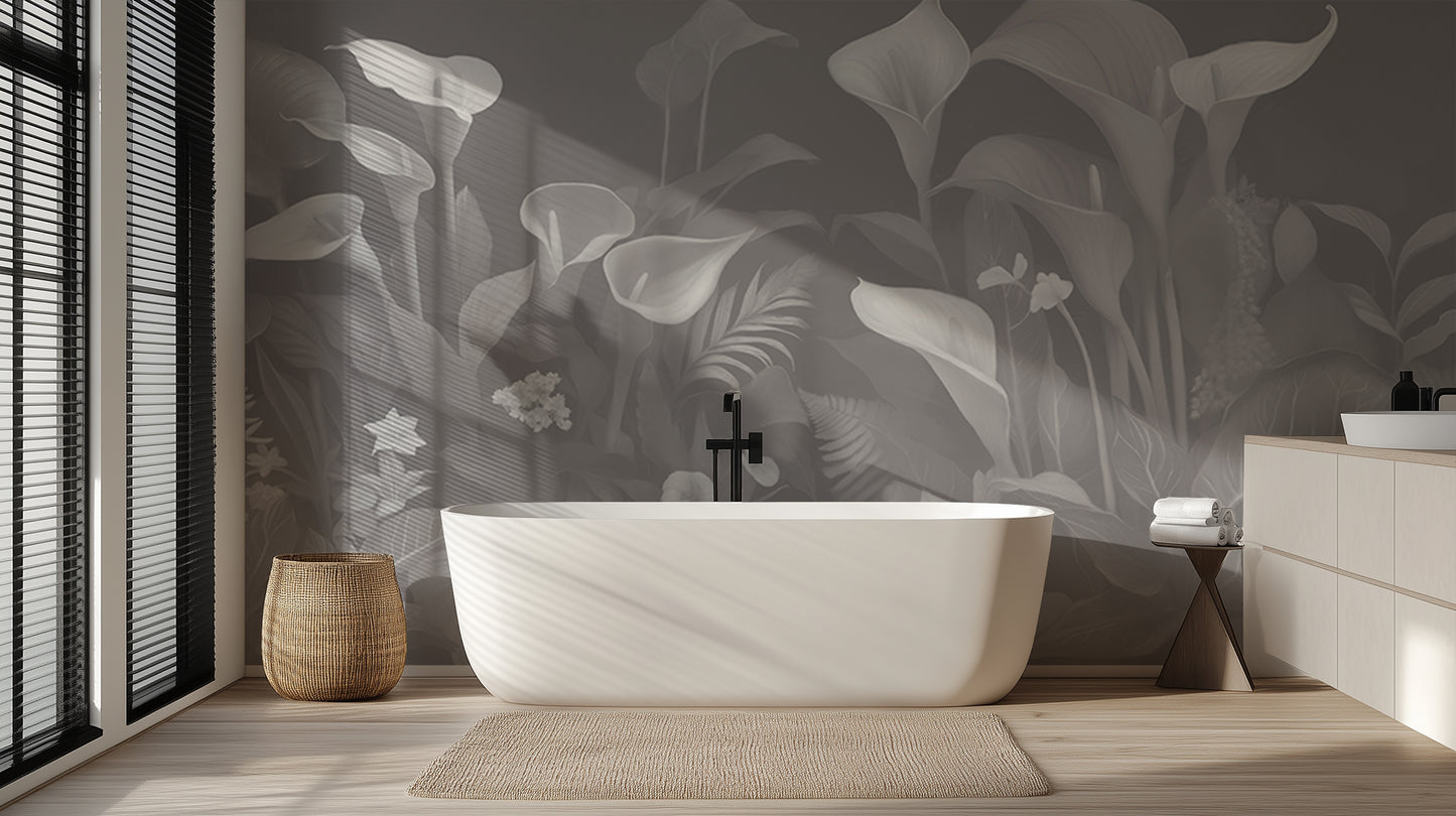 Monochromatic Botanical wallpaper mural - XWALLX