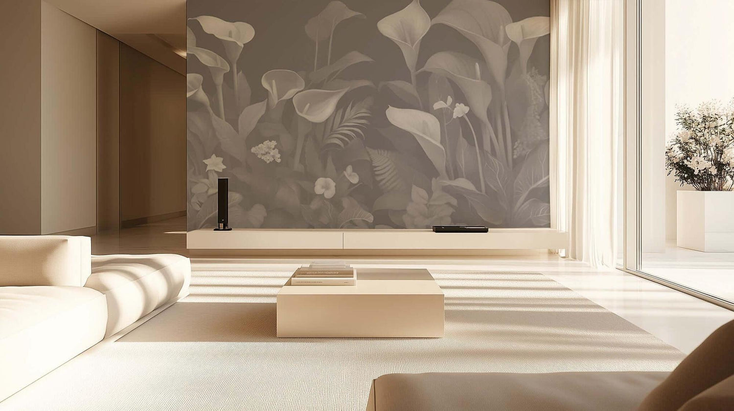 Monochromatic Botanical wallpaper - XWALLX