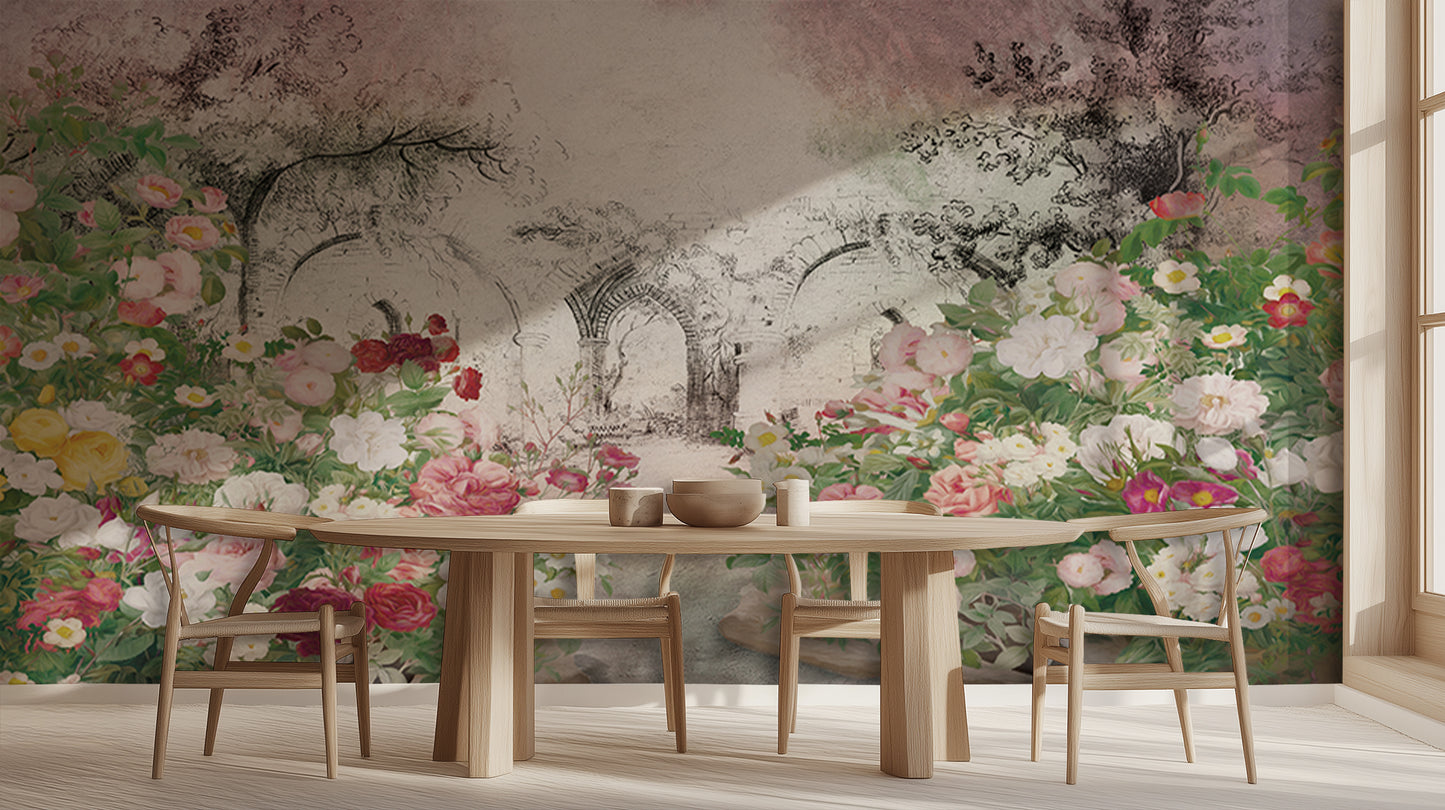 Romantic Rose Garden Archways wall art - XWALLX