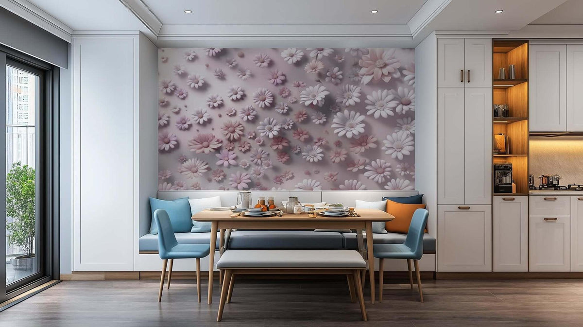 Embossed Daisy Garden wall mural - XWALLX