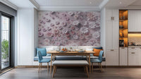 white Embossed Daisy Garden wall mural 