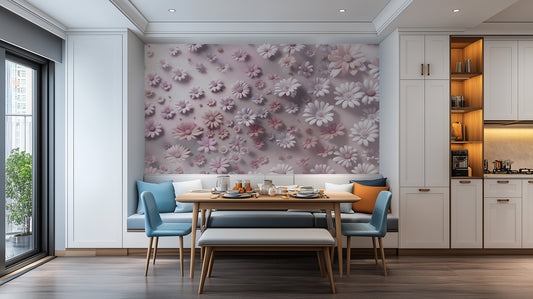 Embossed Daisy Garden wall mural - XWALLX