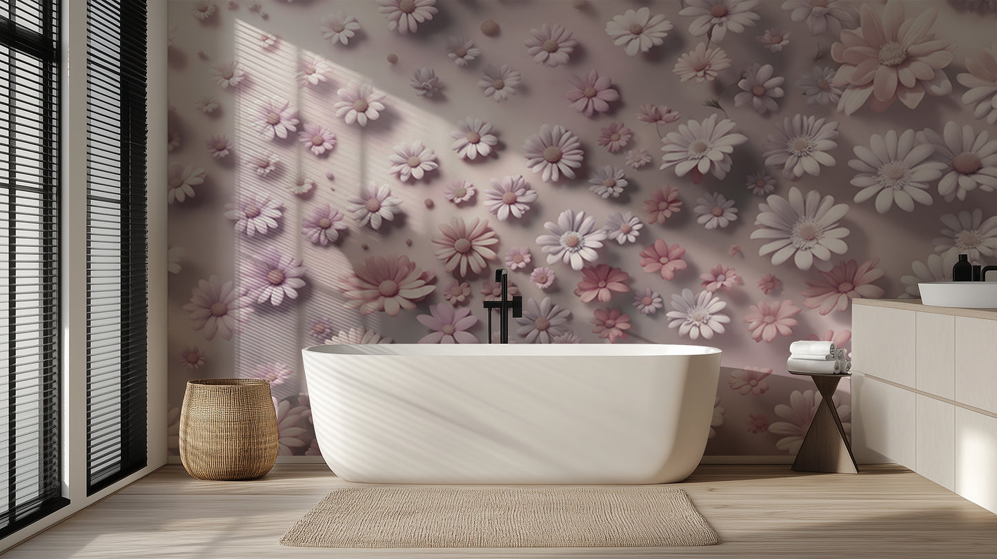 Embossed Daisy Garden wallpaper mural - XWALLX