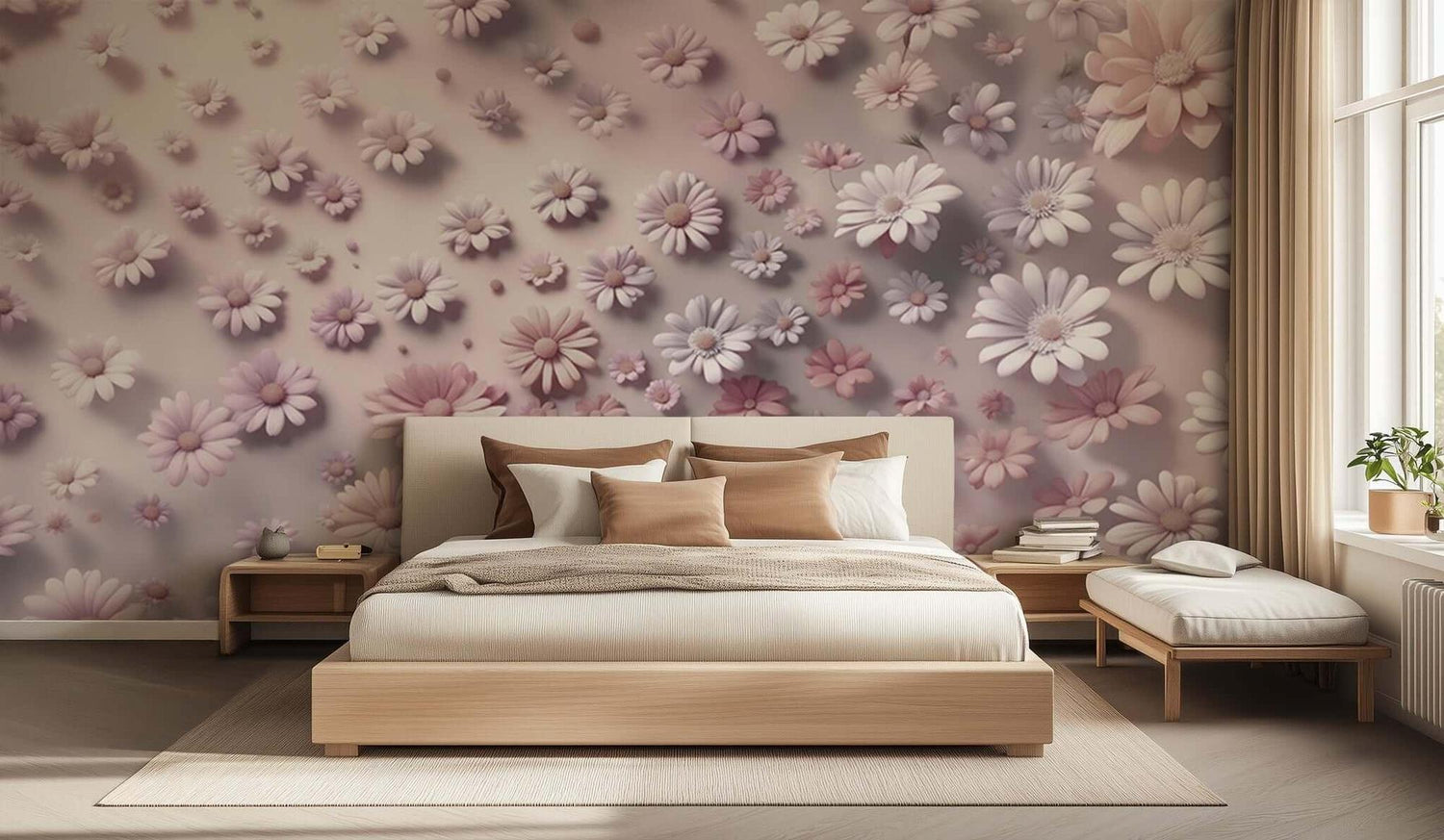Embossed Daisy Garden wall decor - XWALLX