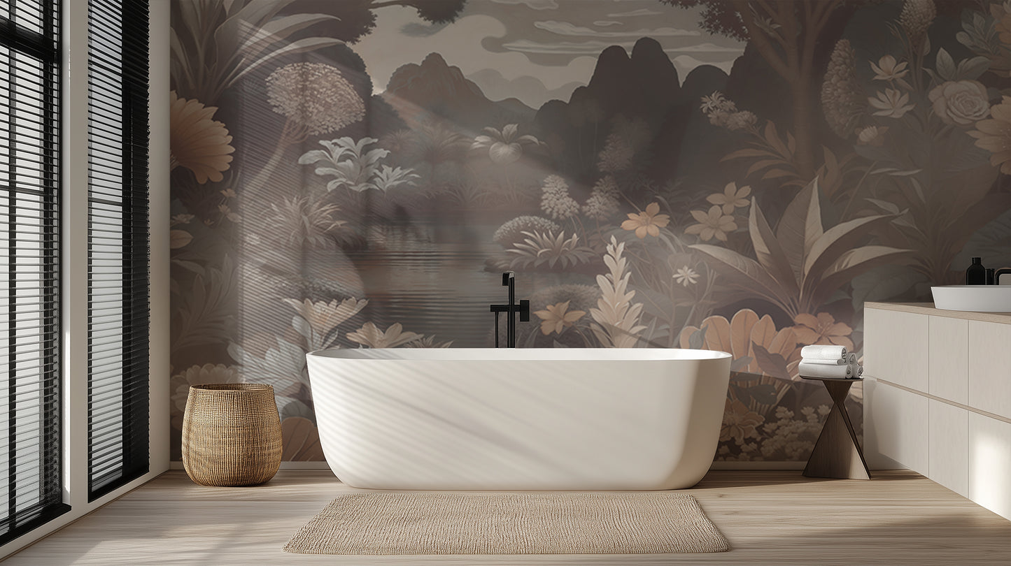Lush Pond Botanical wallpaper mural - XWALLX