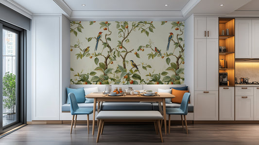 Exotic Birds Fruiting Tree wall mural - XWALLX