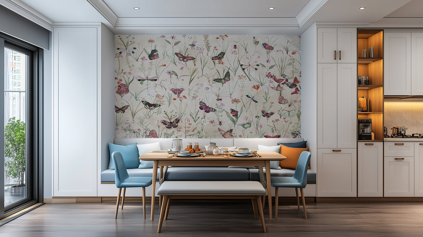 Butterfly Garden Botanical wall mural - XWALLX