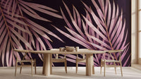 Dusky Rose Palm Frond purple wallpaper for a dining room feature wall