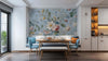 Muted Blue Floral Garden Wall Mural