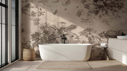 Elegant Floral Sketch wall mural - XWALLX