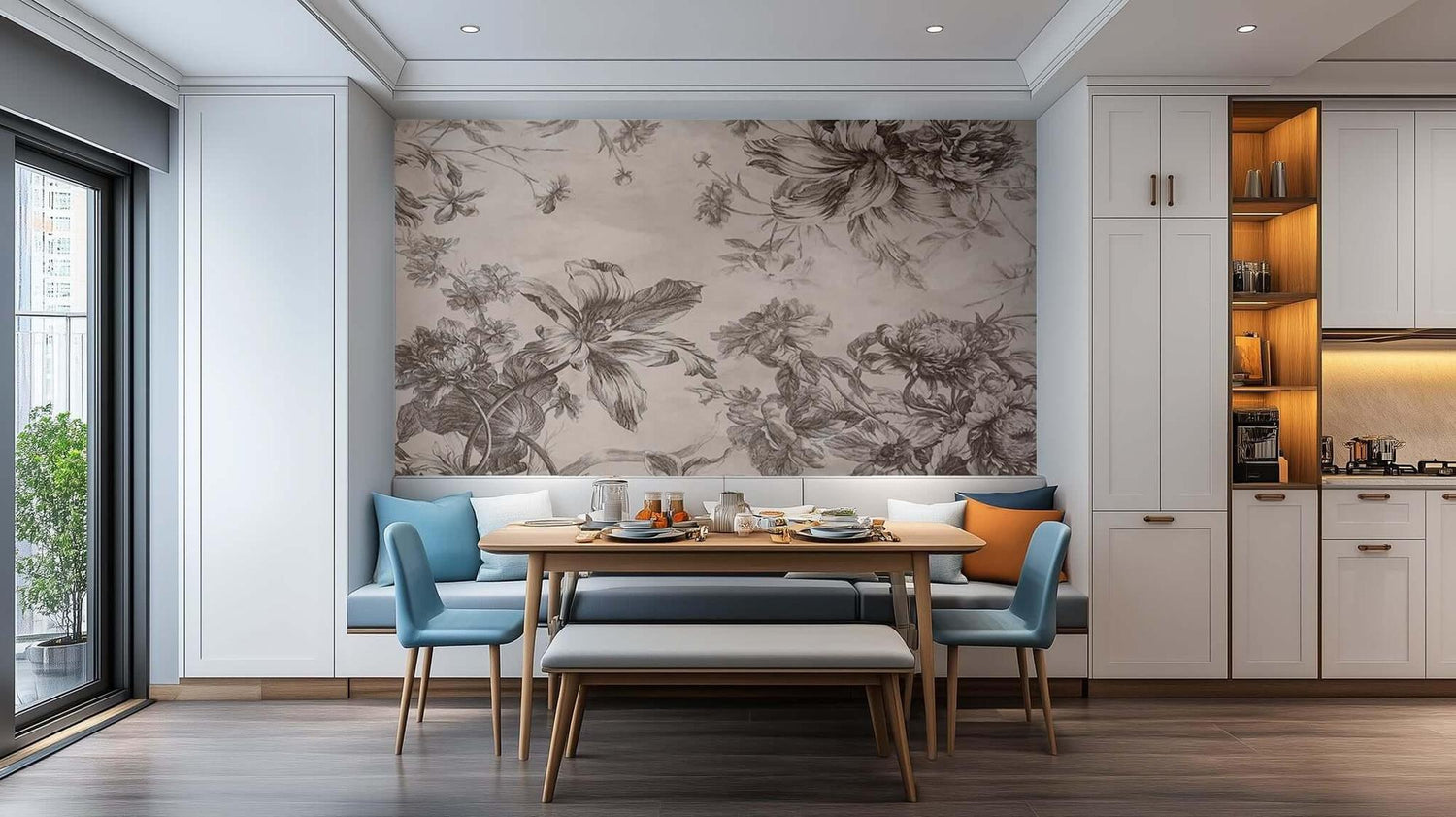Zarif Floral Sketch poster duvar kağıdı - XWALLX