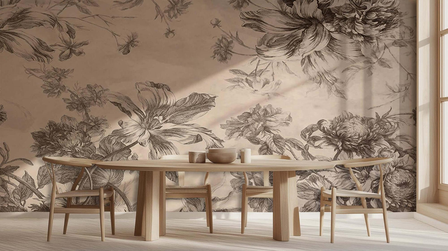 Zarif Floral Sketch duvar kağıdı - XWALLX
