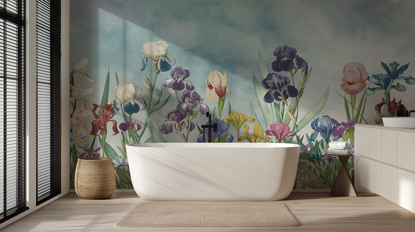 Vibrant Floral Iris wall mural - XWALLX