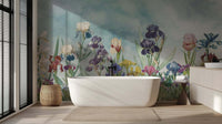 Art Nouveau purple Floral Iris wall mural 
