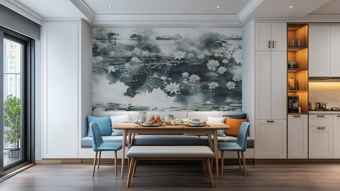 Serene Water Lilies wallpaper mural - XWALLX