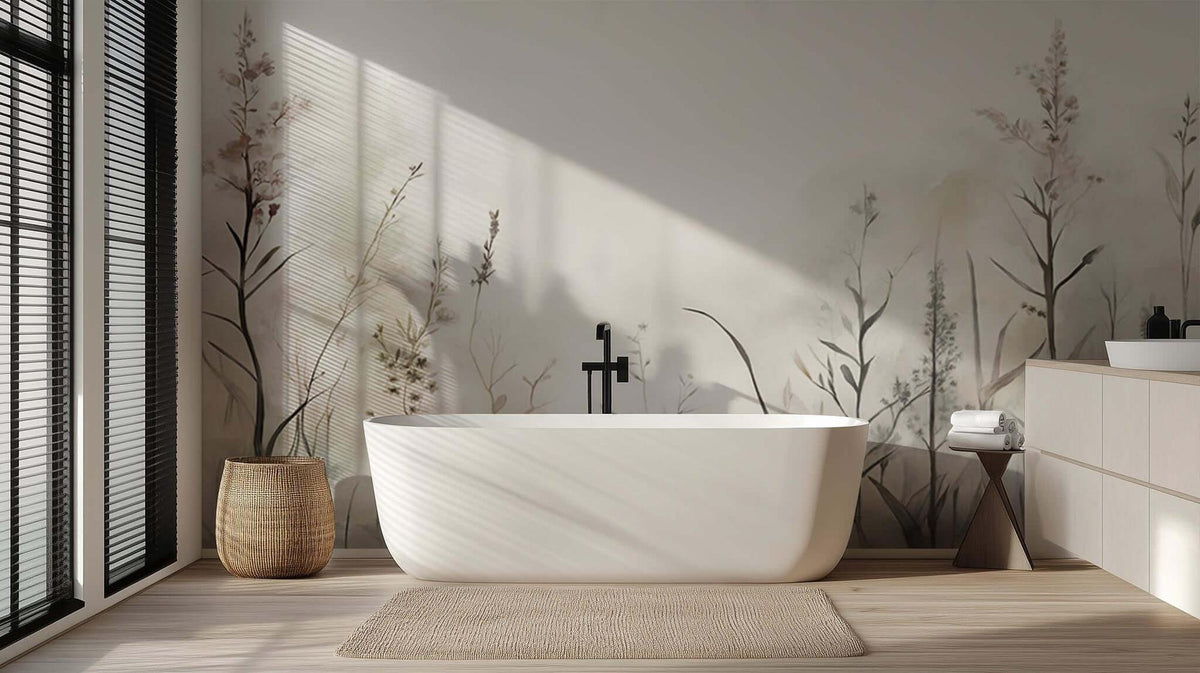 Misty Botanical Silhouettes wallpaper mural - XWALLX